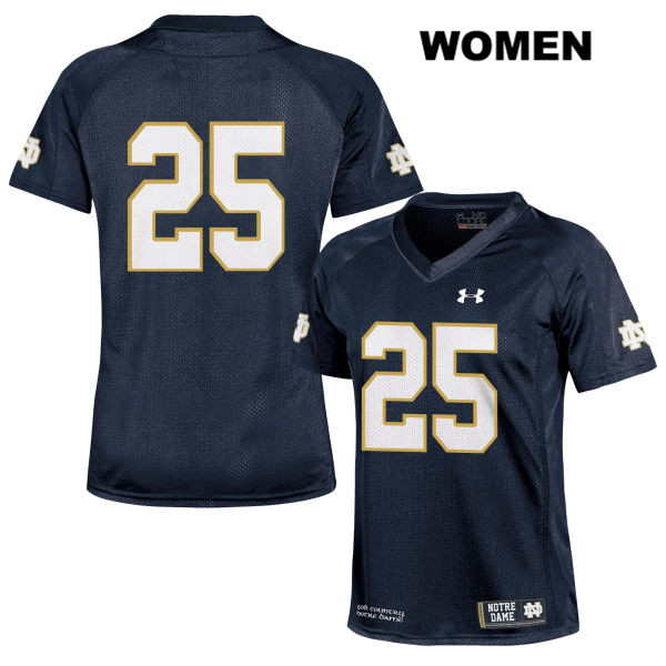 Women's NCAA Notre Dame Fighting Irish #25 Braden Lenzy Stitched College Under Armour Authentic Navy No Name Football Jersey JZ10P84DU